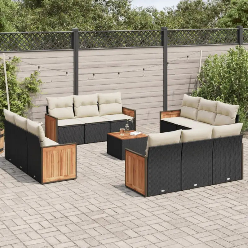 Zwarte loungeset van poly rattan en gepoedercoat staal met comfortabele afmetingen - Tuinsets
