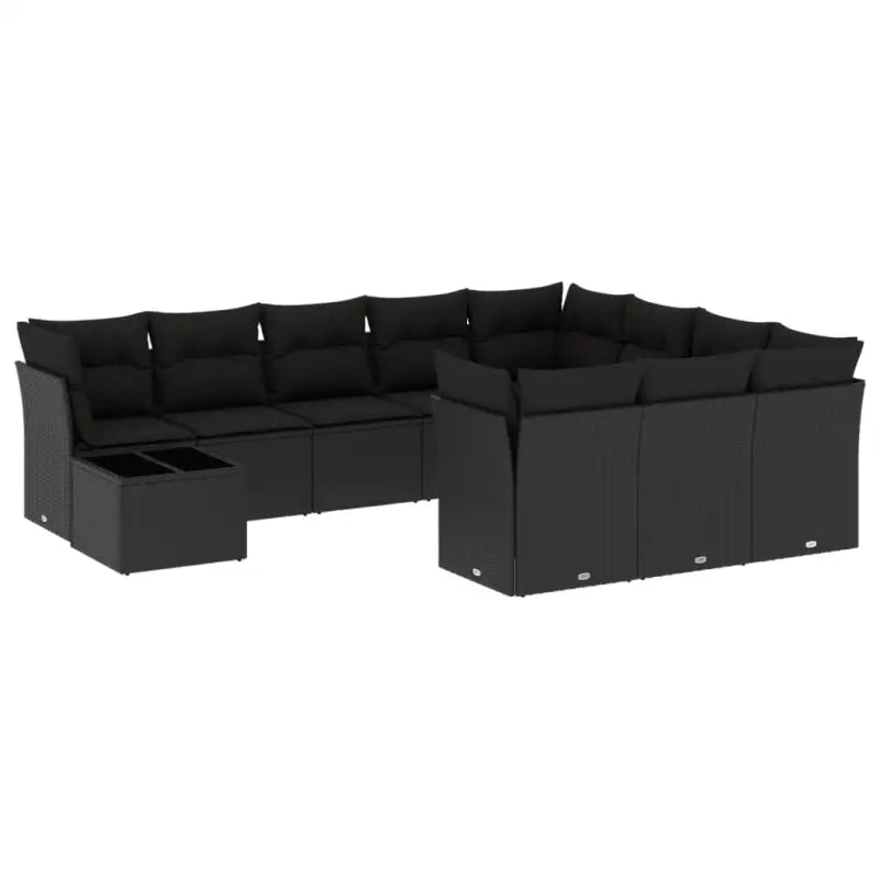 Zwarte loungeset van poly rattan en gepoedercoat staal met goede afmetingen - Tuinsets