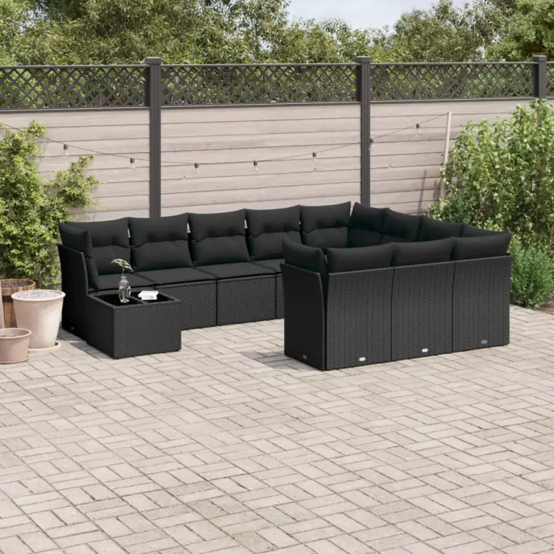 Zwarte loungeset van poly rattan en gepoedercoat staal met goede afmetingen - Zwart - Tuinsets