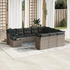 Zwarte loungeset van poly rattan en gepoedercoat staal met goede afmetingen - Grijs - Tuinsets