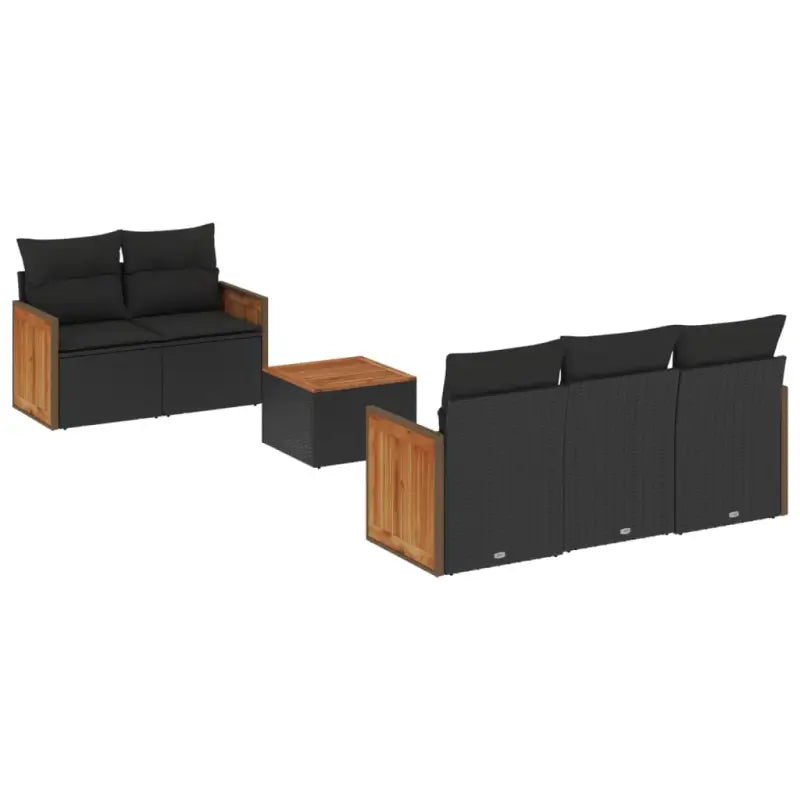 Zwarte loungeset van poly rattan met gepoedercoat staal en ruime afmetingen - Tuinsets