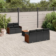 Zwarte loungeset van poly rattan met gepoedercoat staal en ruime afmetingen - Tuinsets