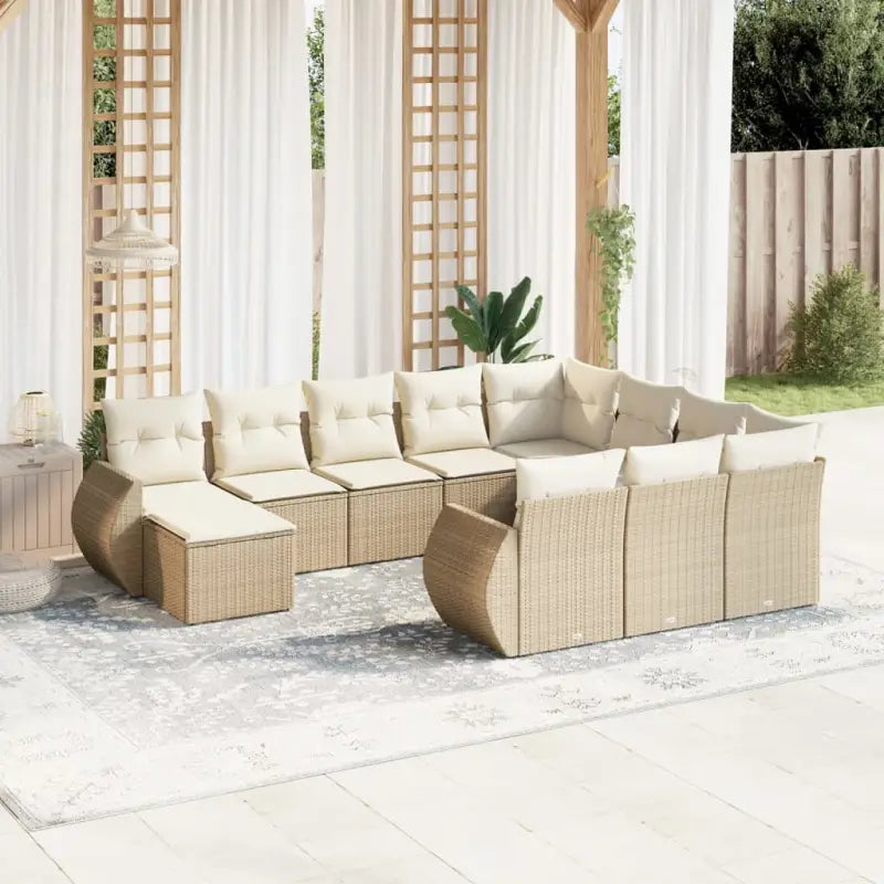 Zwarte loungestoel van gepoedercoat staal met ruime afmetingen - beige en crèmekleurig / Tafel + 2x hoek + 6x midden