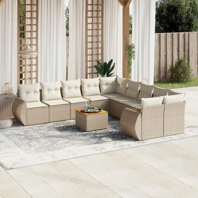 Zwarte loungestoel van gepoedercoat staal met ruime afmetingen - beige en crèmekleurig / Tafel + 6x midden + 2x hoek