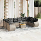 Zwarte loungestoel van gepoedercoat staal met ruime afmetingen - grijs en donkergrijs / 2x hoek + 6x midden + Tafel