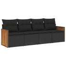 Zwarte poly rattan loungeset met waterdichte zak voor tuin of terras - Tuinsets