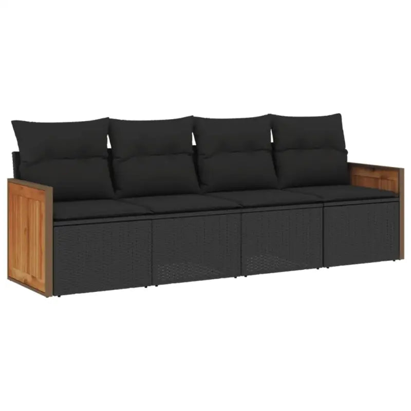 Zwarte poly rattan loungeset met waterdichte zak voor tuin of terras - Tuinsets