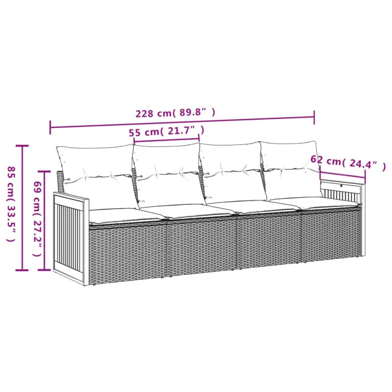 Zwarte poly rattan loungeset met waterdichte zak voor tuin of terras - Tuinsets
