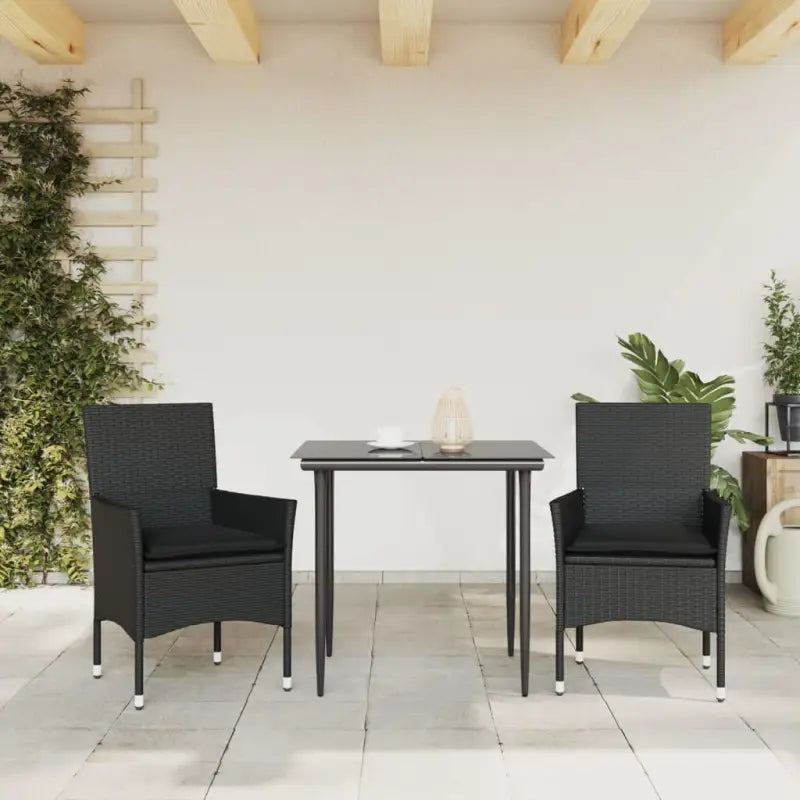Zwarte poly rattan tuinstoelen met wasbare hoes voor buitenplezier - Tuinstoelen