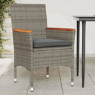 Zwarte poly rattan tuinstoelen met wasbare hoes voor buitenplezier - Grijs / 1 / Houten armleuning - Tuinstoelen