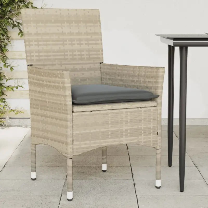 Zwarte poly rattan tuinstoelen met wasbare hoes voor buitenplezier - Lichtgrijs / 1 / Rattan armleuning - Tuinstoelen