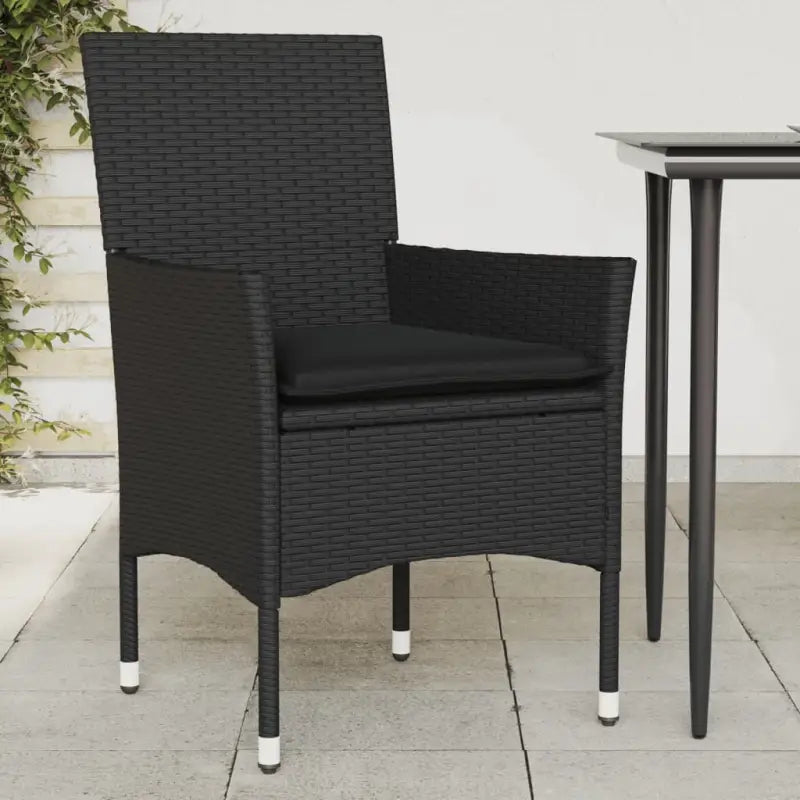 Zwarte poly rattan tuinstoelen met wasbare hoes voor buitenplezier - Tuinstoelen
