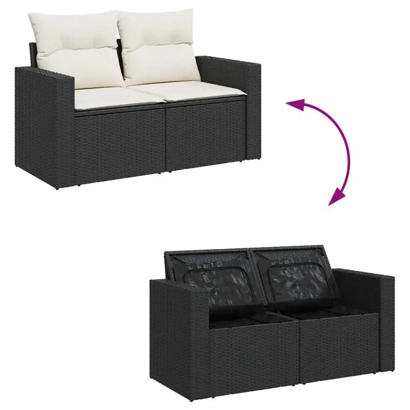 Zwarte tuin loungeset met gepoedercoat staal en waterdichte tas - Tuinsets