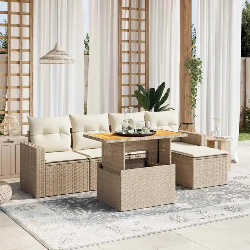 Zwarte tuin loungeset met gepoedercoat staal en waterdichte tas - beige en crèmekleurig / zonder opbergruimte - Tuinsets