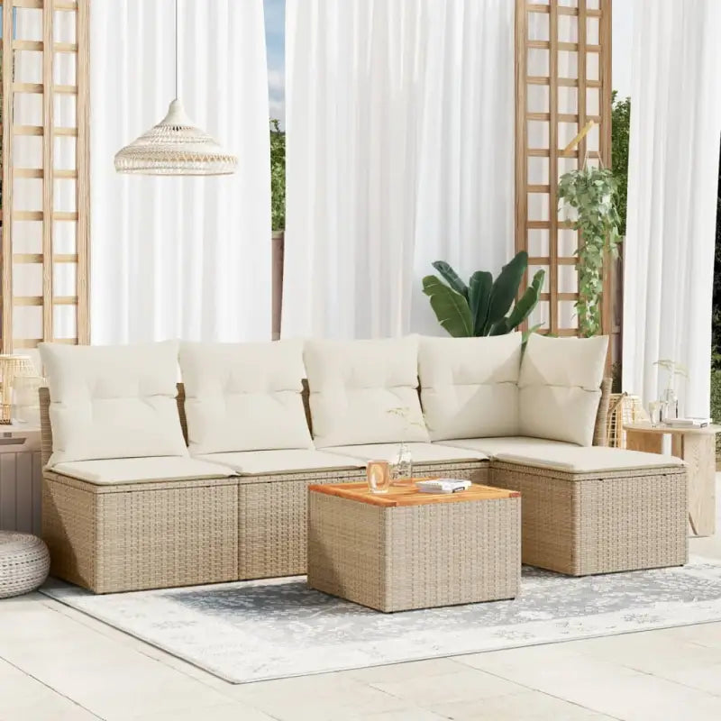 Zwarte tuin loungeset met gepoedercoat staal en waterdichte tas - beige en crèmekleurig - Tuinsets