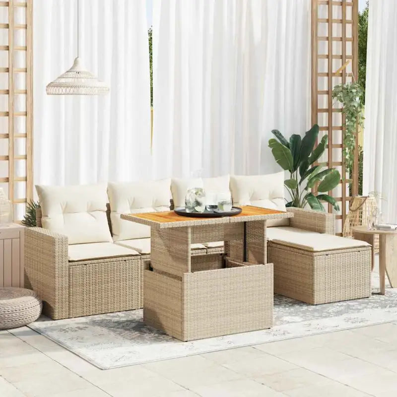 Zwarte tuin loungeset met gepoedercoat staal en waterdichte tas - beige en crèmekleurig / met opbergruimte - Tuinsets
