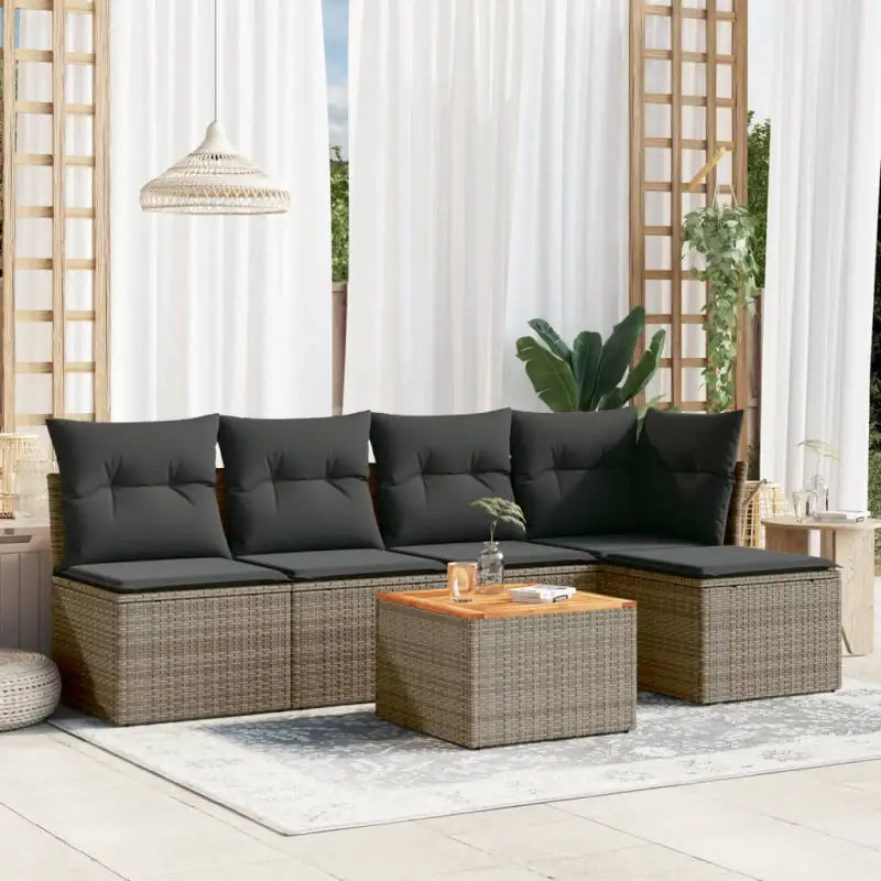 Zwarte tuin loungeset met gepoedercoat staal en waterdichte tas - grijs en donkergrijs - Tuinsets