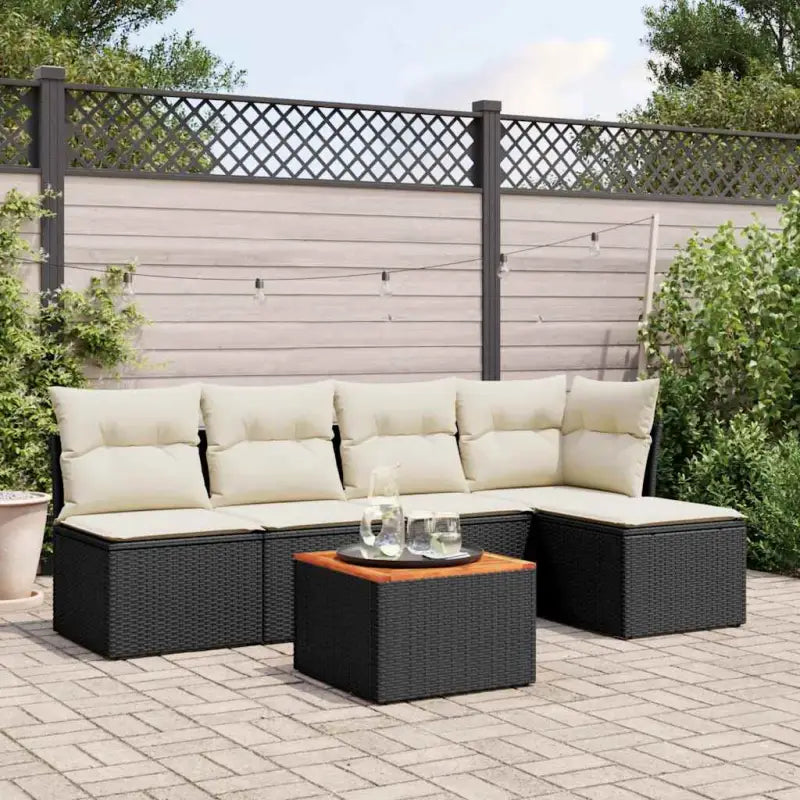 Zwarte tuin loungeset met gepoedercoat staal en waterdichte tas - Zwart en crème - Tuinsets