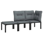 Zwarte tuin loungeset met gepoedercoat staal en weerbestendig PE-rattan - Tuinsets