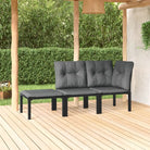 Zwarte tuin loungeset met gepoedercoat staal en weerbestendig PE-rattan - Tuinsets