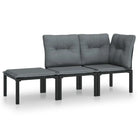 Zwarte tuin loungeset met gepoedercoat staal en weerbestendig PE-rattan - Tuinsets