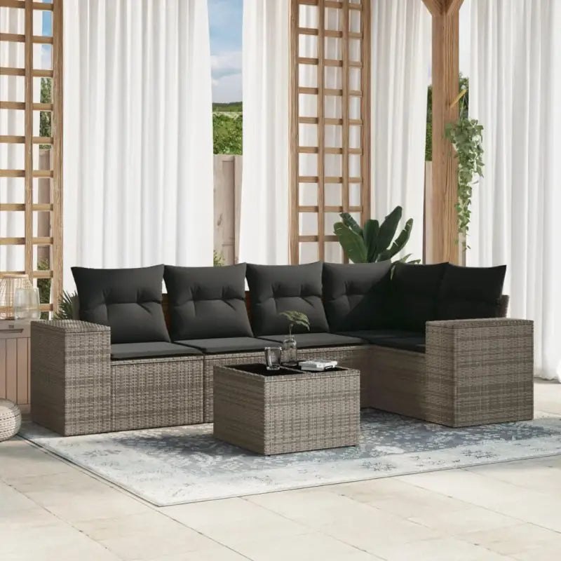 Zwarte tuin loungeset met waterdichte zak en gepoedercoat staal afmetingen - Grijs / Met tafel - Tuinsets