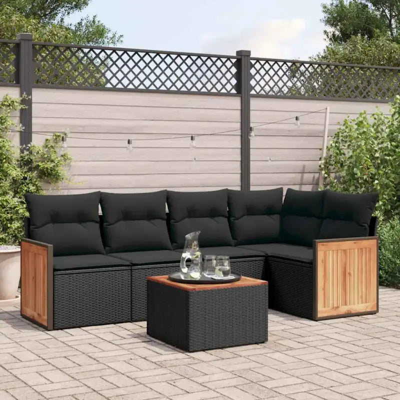 Zwarte tuin loungeset met waterdichte zak en gepoedercoat staal - Zwart / Met tafel - Tuinsets