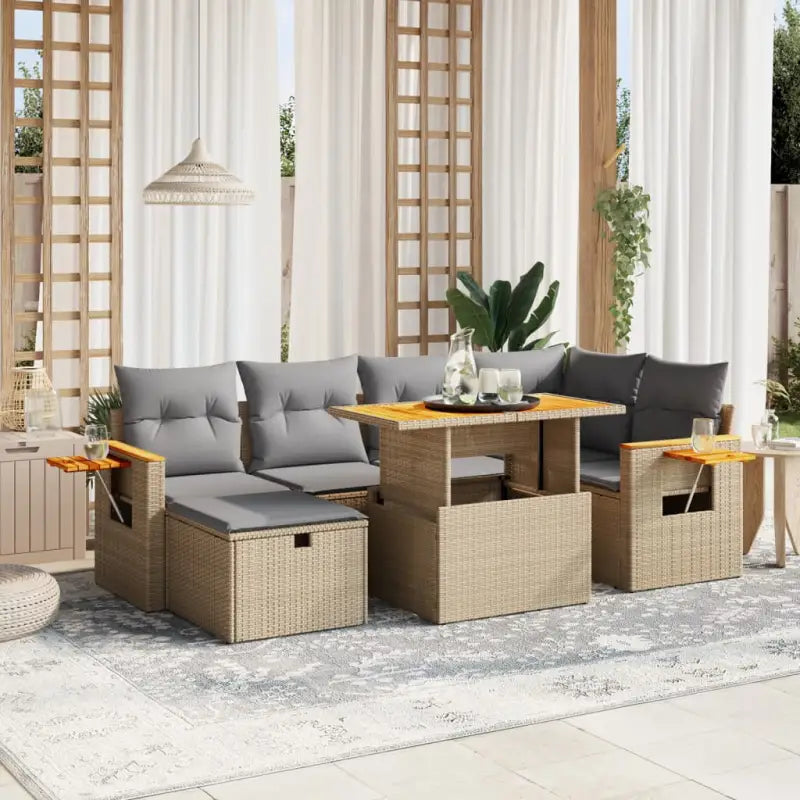 Zwarte tuin loungeset van gepoedercoat staal met mooie afmetingen - Beige en grijs / zonder opbergruimte - Tuinsets