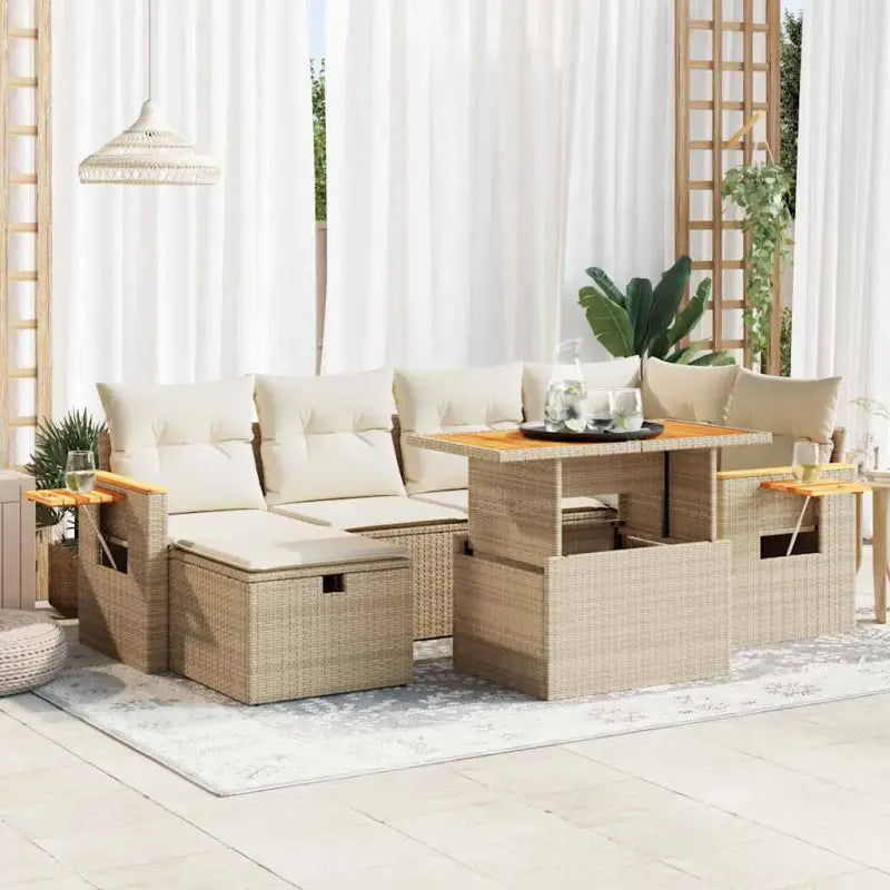 Zwarte tuin loungeset van gepoedercoat staal met mooie afmetingen - beige en crèmekleurig / met opbergruimte - Tuinsets