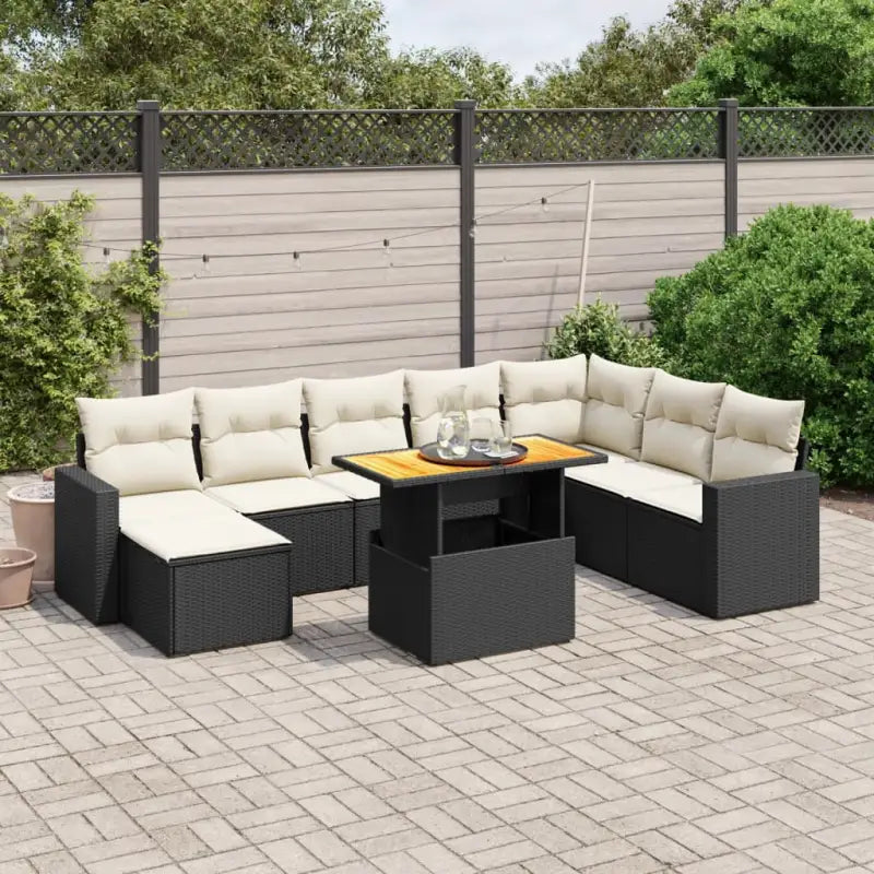 Zwarte tuinhasset met gepoedercoat staal voor comfortabel buiten genieten - Zwart en crème / zonder opbergruimte