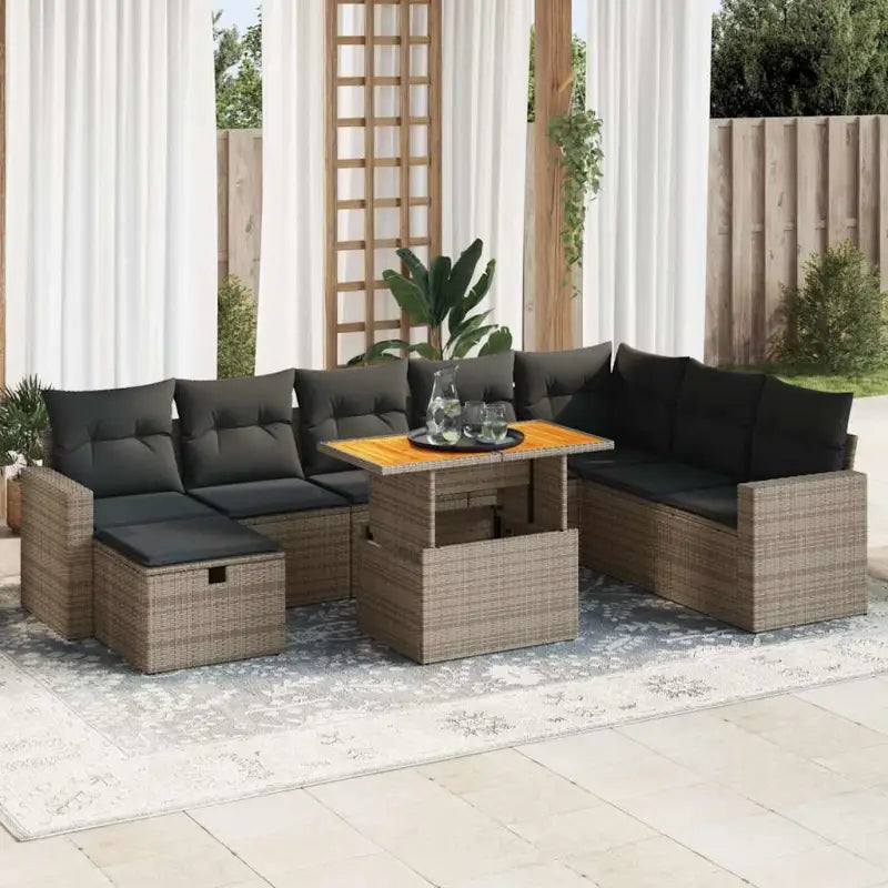 Zwarte tuinhasset met gepoedercoat staal voor comfortabel buiten genieten - Grijs / met opbergruimte - Tuinsets