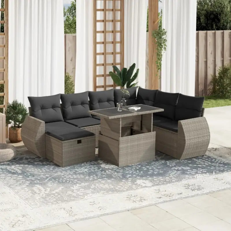 Zwarte tuiniszet met gepoedercoat staal voor buitenplezier - Lichtgrijs / Met tafel - Tuinsets