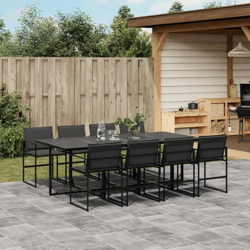 Zwarte tuinset met gehard glas en wasbare hoes voor buitenplezier - Tuinsets