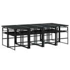 Zwarte tuinset met gehard glas en wasbare hoes voor buitenplezier - Tuinsets
