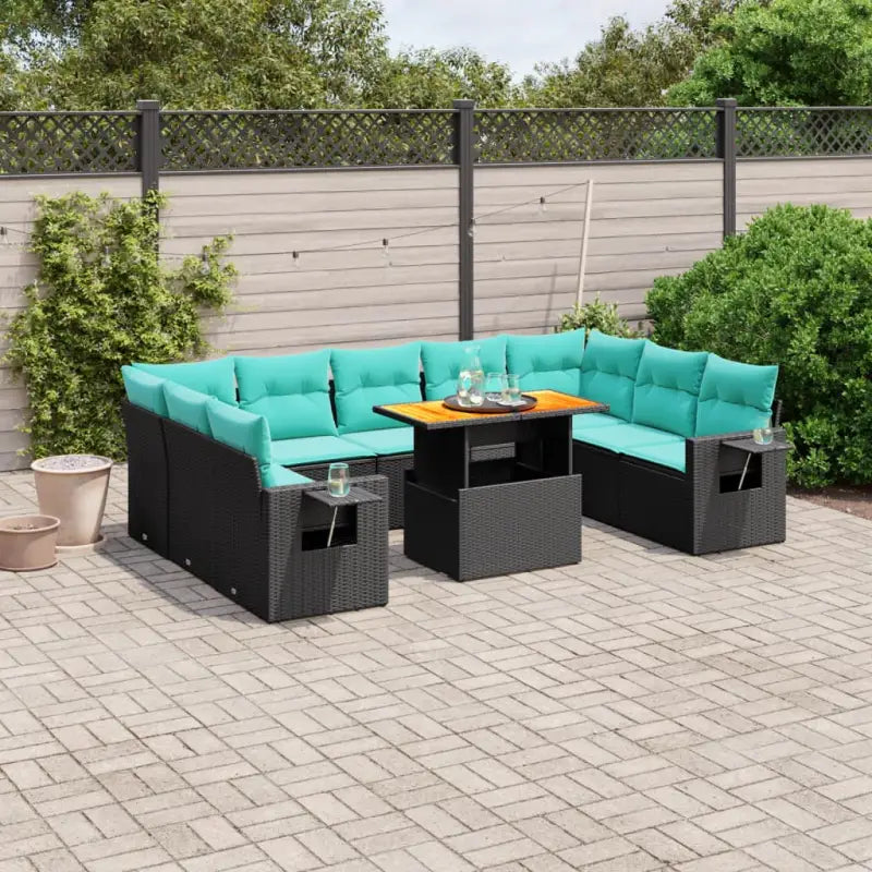 Zwarte tuinset met gepoedercoat staal en comfortabele afmetingen - Zwart / Tafel + 5x midden + 2x hoek - Tuinsets