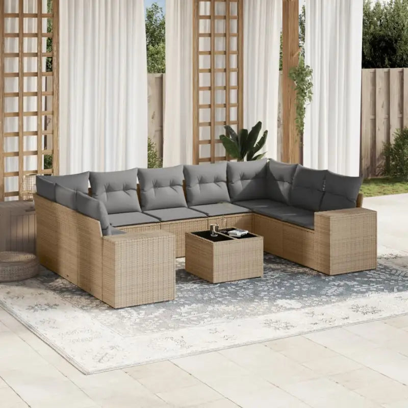 Zwarte tuinset met gepoedercoat staal en comfortabele afmetingen - beige en lichtgrijs / Met tafel - Tuinsets