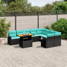 Zwarte tuinset met gepoedercoat staal en comfortabele afmetingen - Zwart / Tafel + 2x hoek + 5x midden - Tuinsets