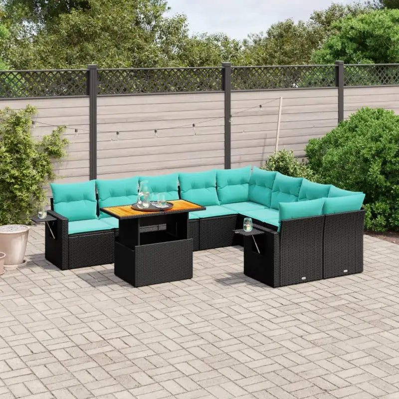 Zwarte tuinset met gepoedercoat staal en comfortabele afmetingen - Zwart / Tafel + 2x hoek + 5x midden - Tuinsets