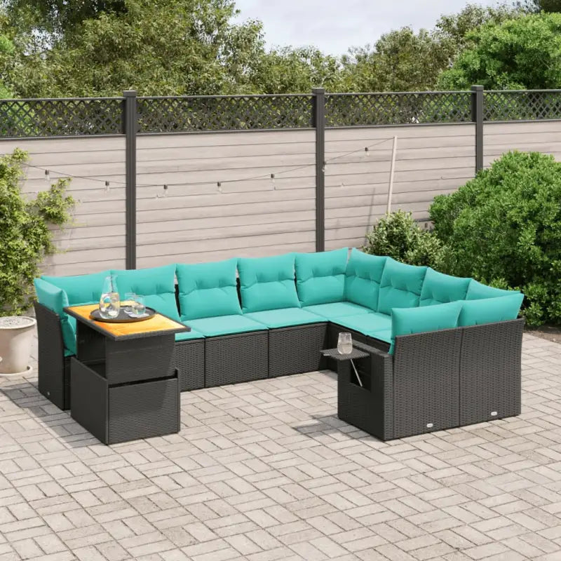 Zwarte tuinset met gepoedercoat staal en comfortabele afmetingen - Zwart / 2x corner + table + 5x middle - Tuinsets