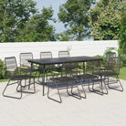 Zwarte tuinset met gepoedercoat staal en duurzaam PVC-rattan - 9 - Tuinsets