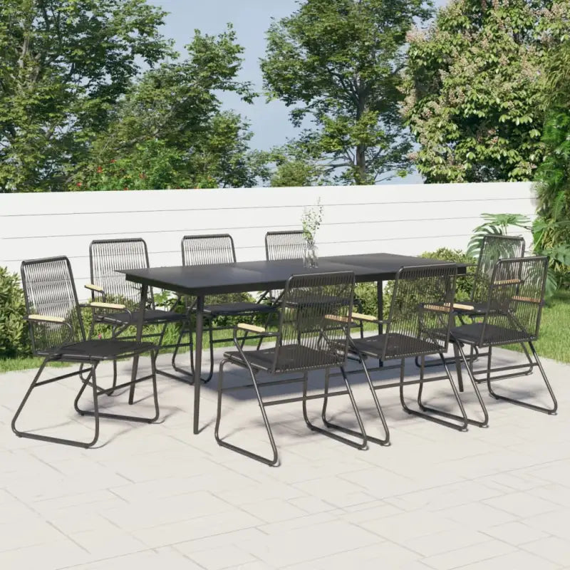 Zwarte tuinset met gepoedercoat staal en duurzaam PVC-rattan - Tuinsets