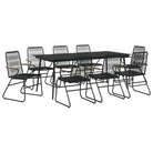 Zwarte tuinset met gepoedercoat staal en duurzaam PVC-rattan - Tuinsets