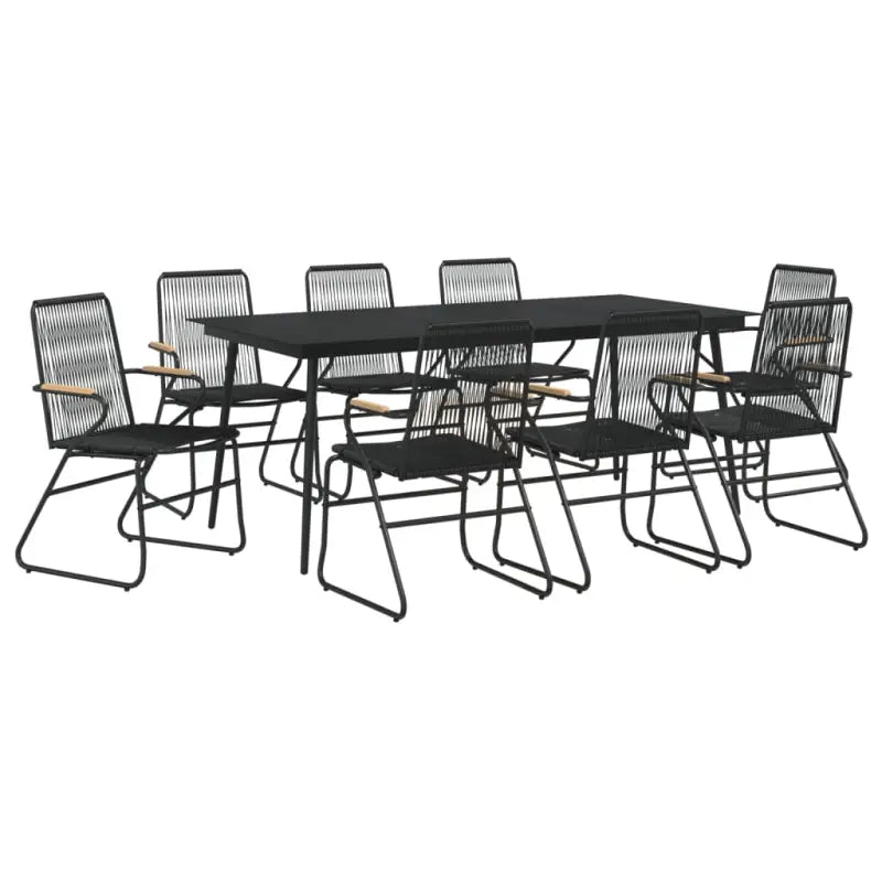 Zwarte tuinset met gepoedercoat staal en duurzaam PVC-rattan - Tuinsets