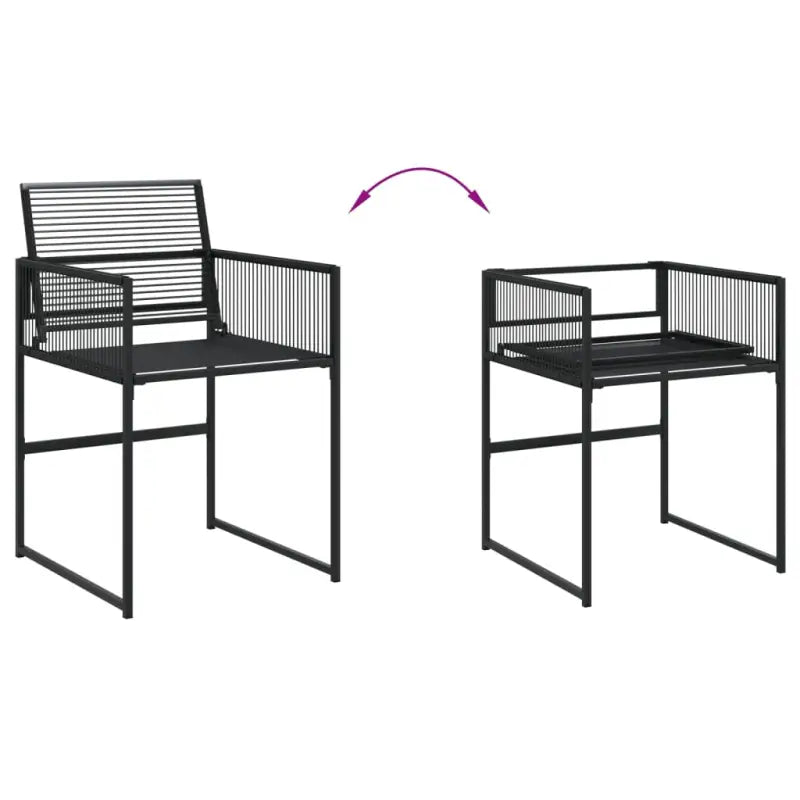 Zwarte tuinset met gepoedercoat staal en duurzame PE-rattan - Tuinsets