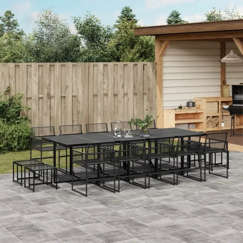 Zwarte tuinset met gepoedercoat staal en duurzame PE-rattan - Tuinsets