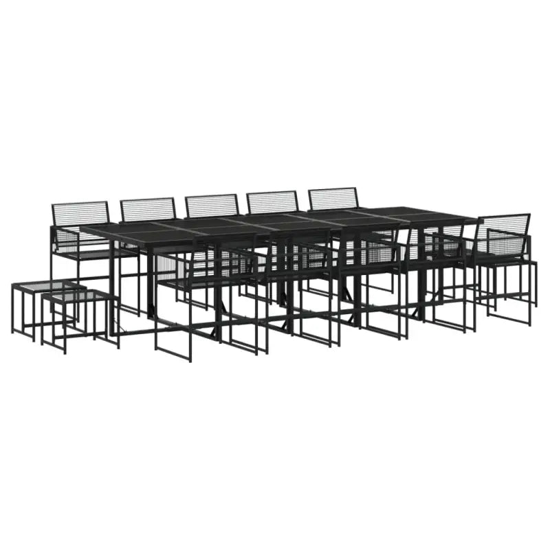Zwarte tuinset met gepoedercoat staal en duurzame PE-rattan - Tuinsets