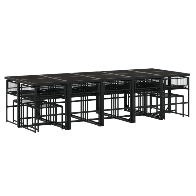 Zwarte tuinset met gepoedercoat staal en duurzame PE-rattan - Tuinsets