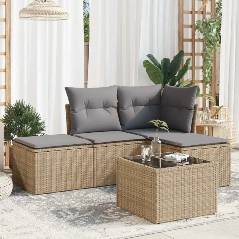 Zwarte tuinset met gepoedercoat staal en waterdichte tas afmetingen - Beige en grijs / Met tafel - Tuinsets