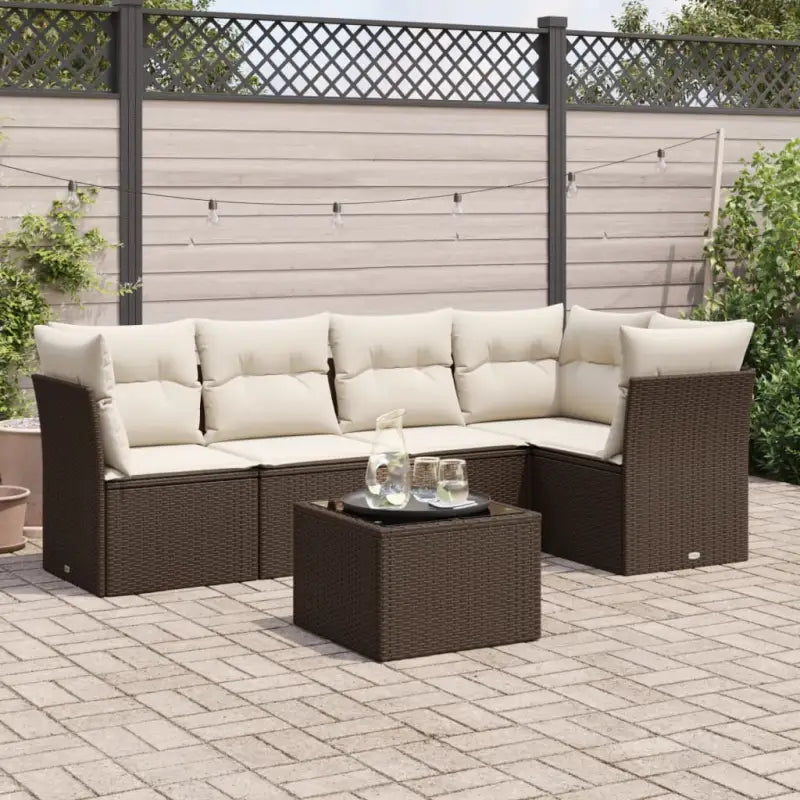 Zwarte tuinset met gepoedercoat staal en waterdichte tas voor buiten - Bruin en crème / Met tafel - Tuinsets