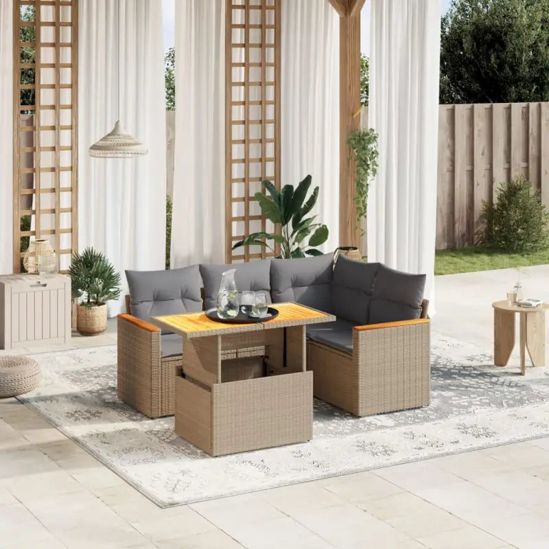 Zwarte tuinset met gepoedercoat staal en waterdichte tas voor buiten - Beige en grijs / zonder opbergruimte - Tuinsets